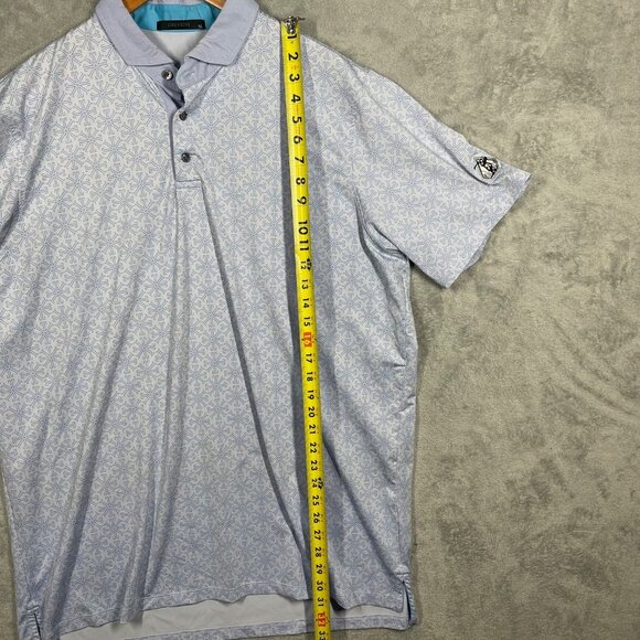 Greyson Mens Polo Geometric Golf Shirt Lions Tooth Print Purple XL - Picture 3 of 6